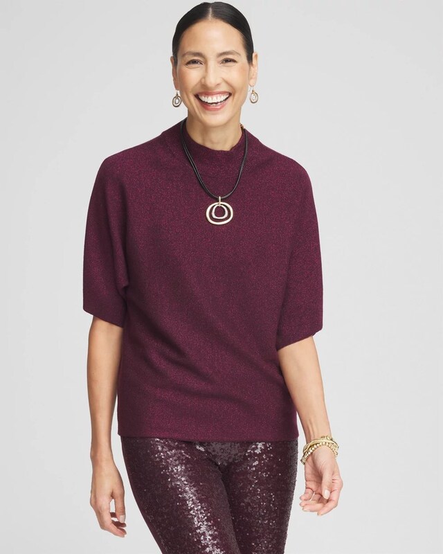 Shimmer Short Sleeve Pullover Sweater - image 1